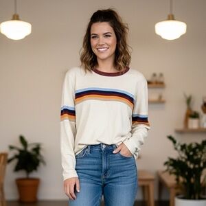 Camp Collection Corey Tee Retro Long Sleeve Striped T-Shirt Small